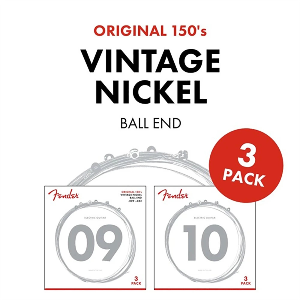 Fender 0730150309 Electric Guitar String Original Pure Nickel 150 .009-.042 150L -3 pack